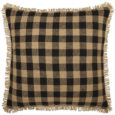 Burlap Black Check Pillow 18